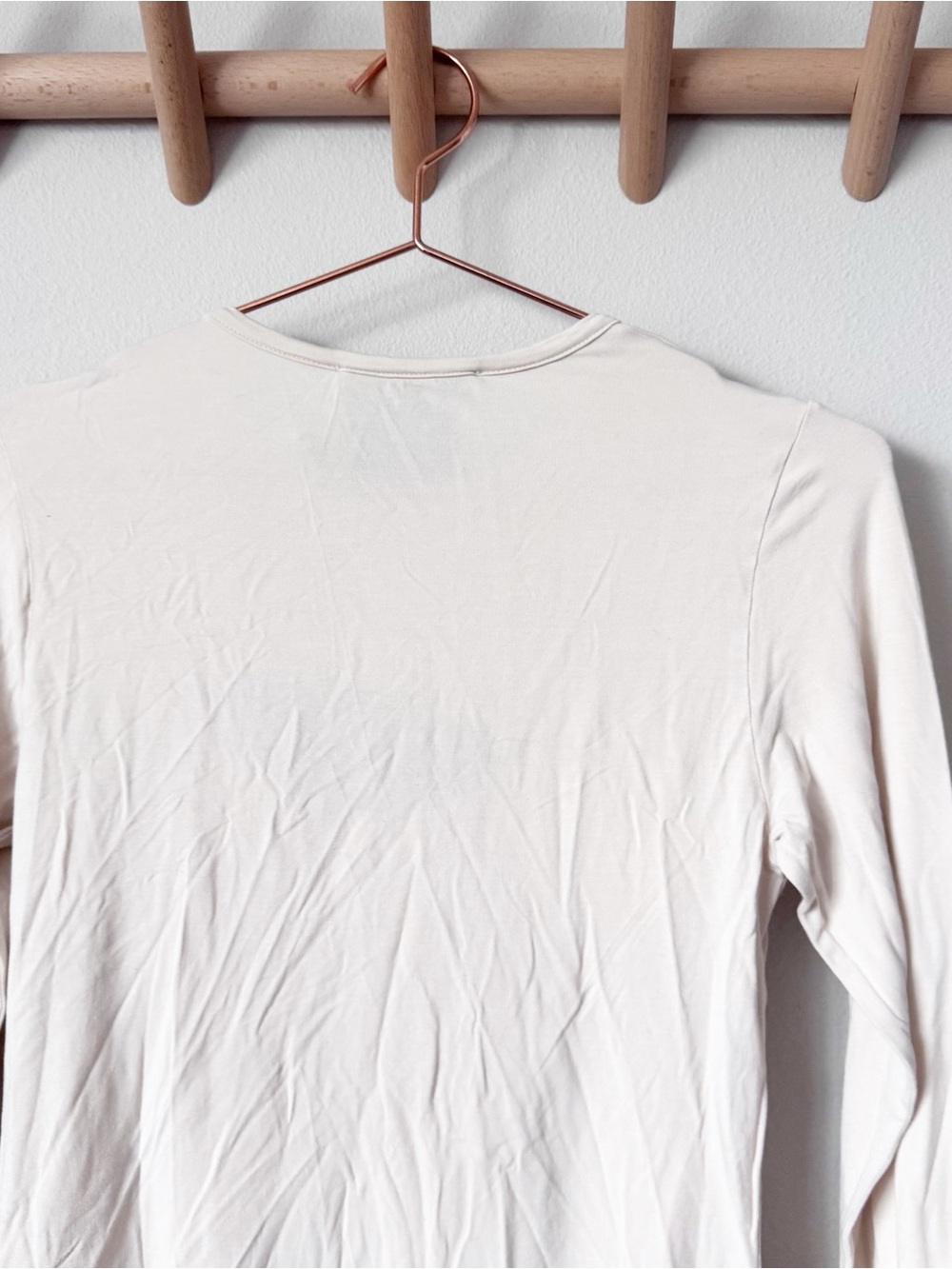 Vanessa Hong x Birgitt Herskind Long Sleeve Cutout Tee in Beige - Minimalist Top - Picture 10 of 11